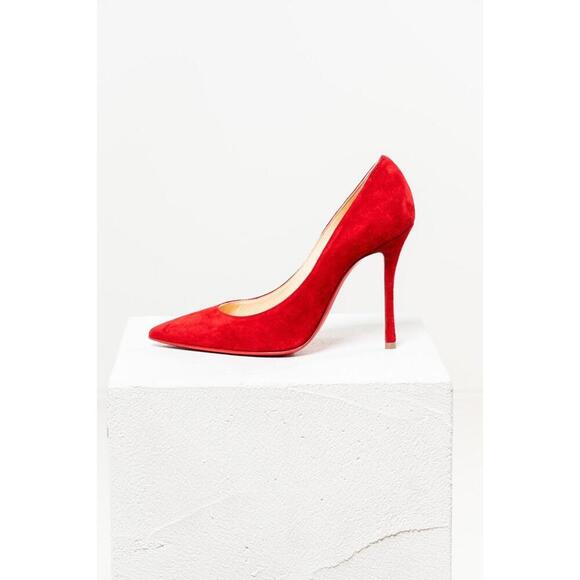 Christian Louboutin Red Suede Pointed Toe Pump - Picture 4 of 4